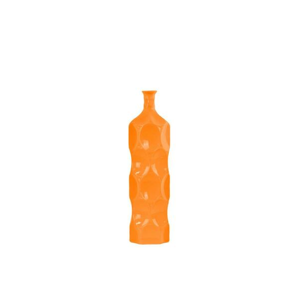 Urban Trends Collection Ceramic Round Bottle Vase With Dimpled Sides- Medium - Orange 24409